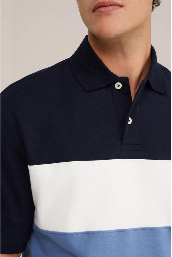 WE Fashion boxy gestreepte polo blauw - Foto 2