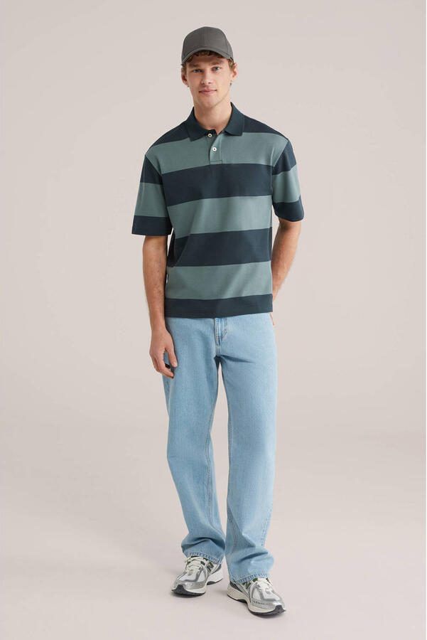 WE Fashion boxy gestreepte polo groen - Foto 3