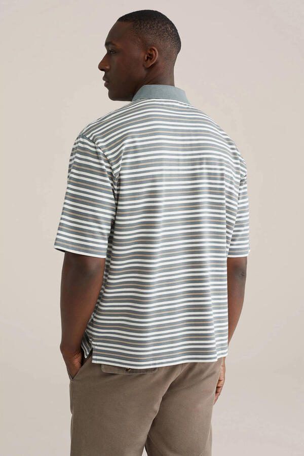 WE Fashion boxy gestreepte polo groen - Foto 2