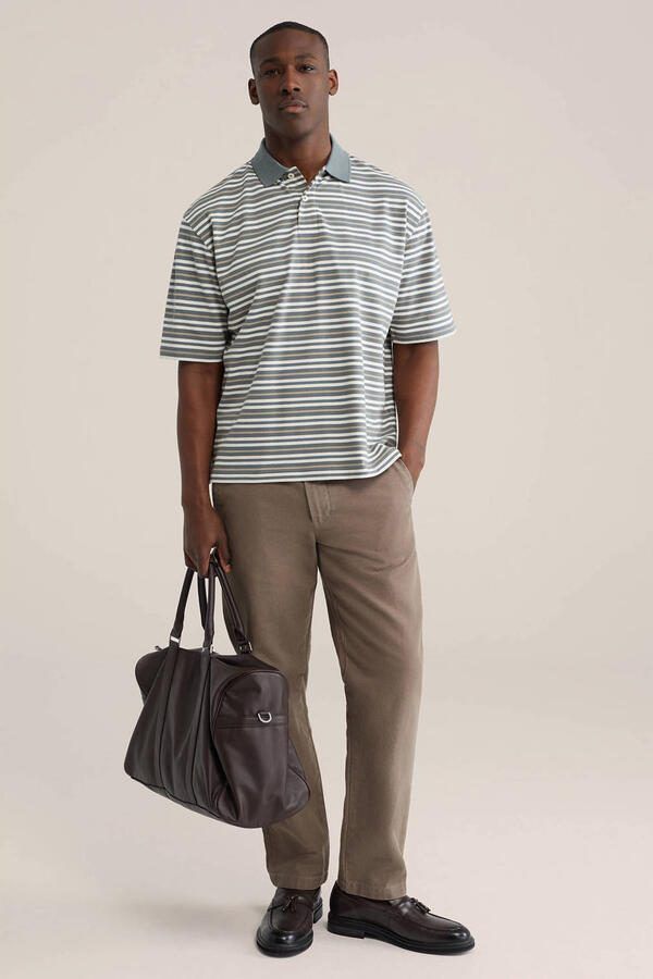 WE Fashion boxy gestreepte polo groen - Foto 3