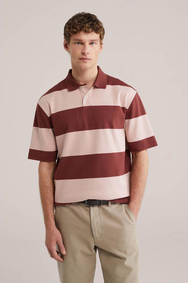 WE Fashion boxy gestreepte polo rood