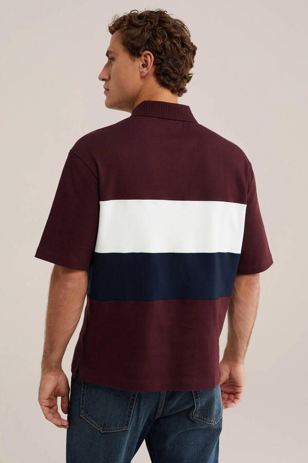 WE Fashion boxy gestreepte polo umberwine - Foto 2