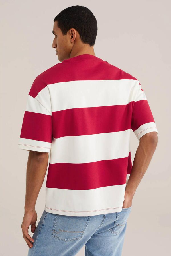 WE Fashion boxy gestreepte T-shirt rood - Foto 2