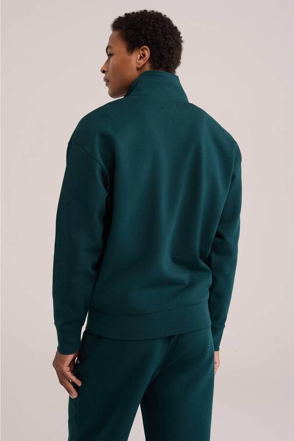 WE Fashion boxy interlock sweater met broderie donkergroen - Foto 2