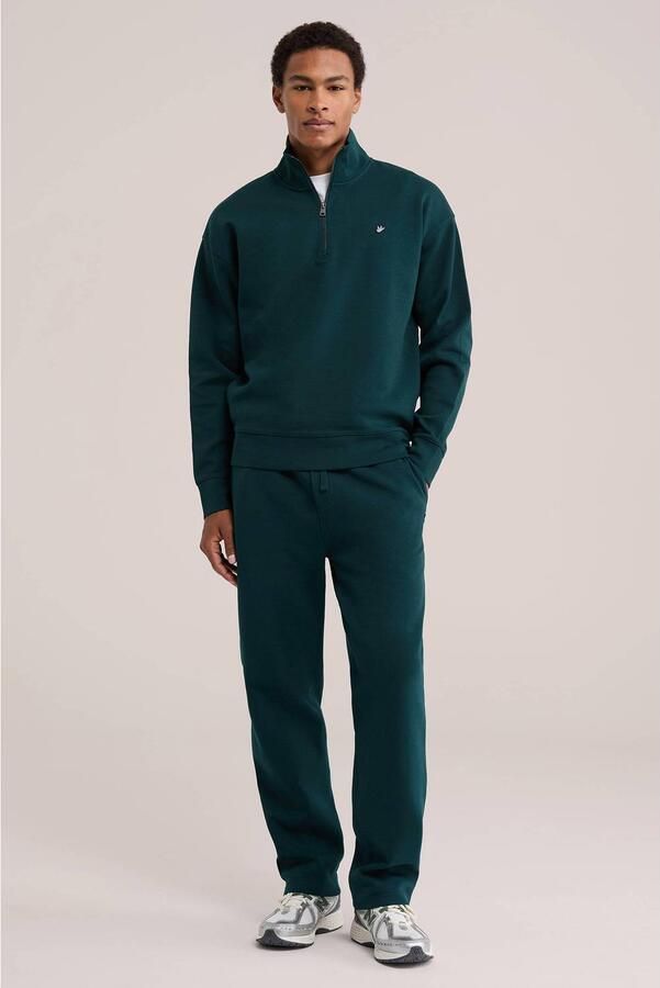 WE Fashion boxy interlock sweater met broderie donkergroen - Foto 3