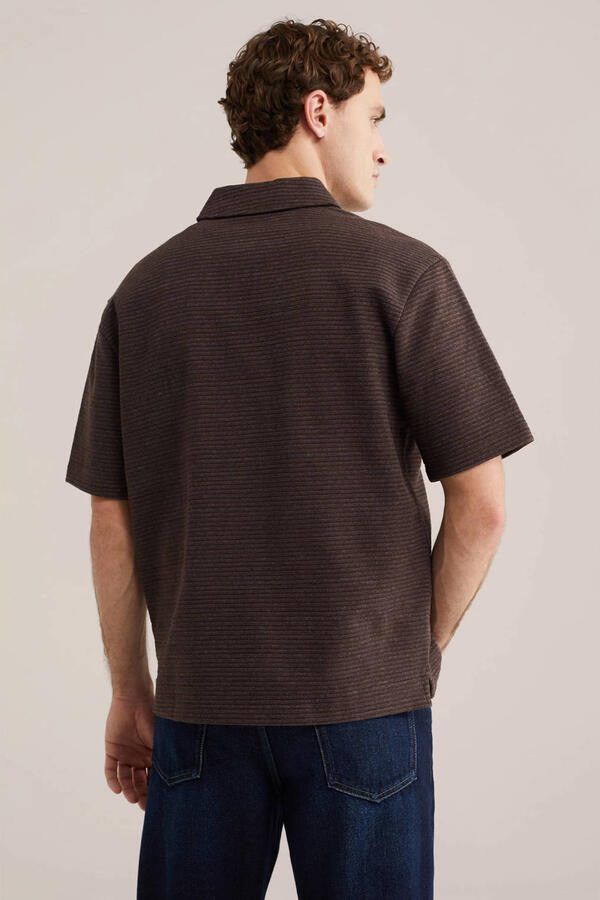 WE Fashion boxy polo fijn gebreid bruin - Foto 3