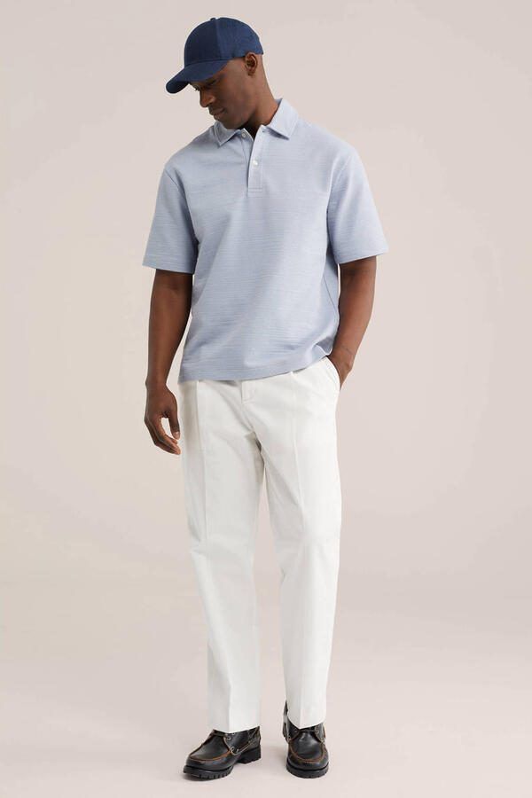 WE Fashion boxy polo fijn gebreid lichtblauw - Foto 2