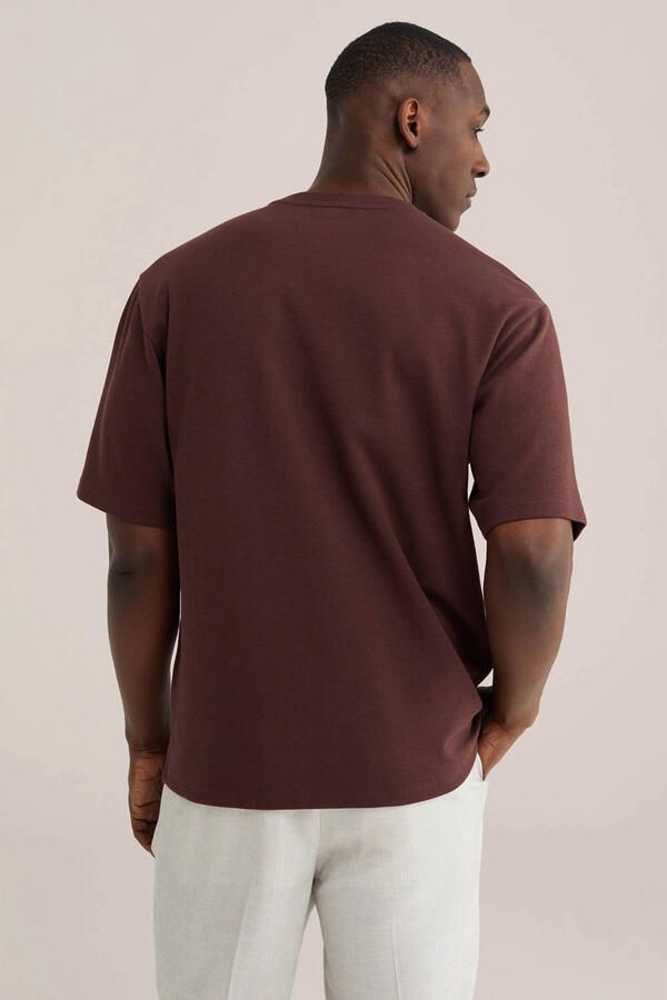 WE Fashion boxy T-shirt donkerrood - Foto 2
