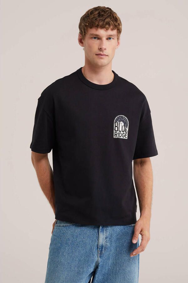 WE Fashion boxy T-shirt met backprint zwart