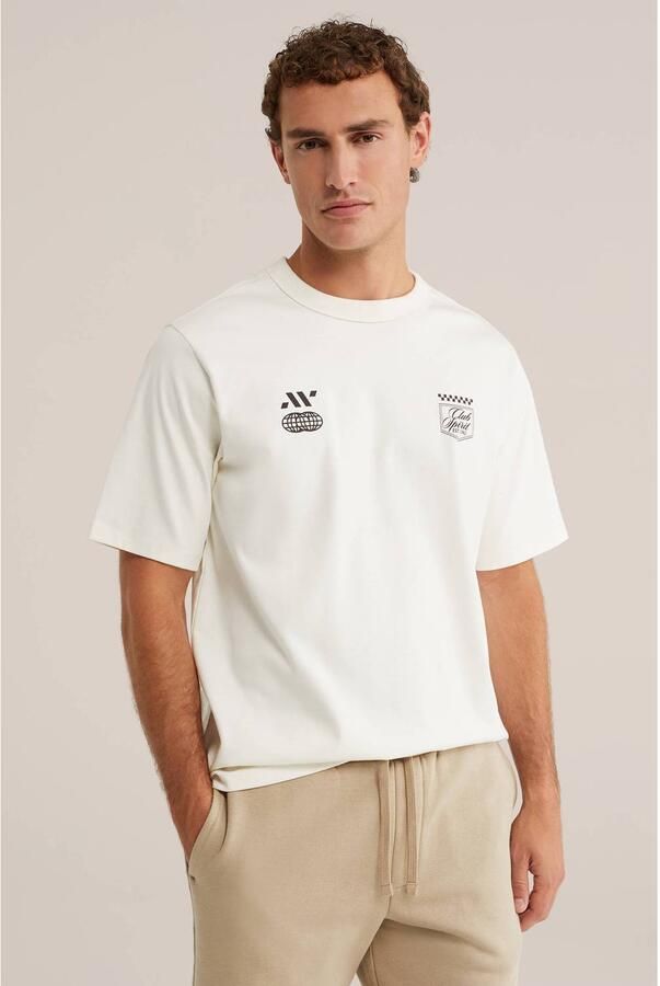 WE Fashion boxy T-shirt met print ecru