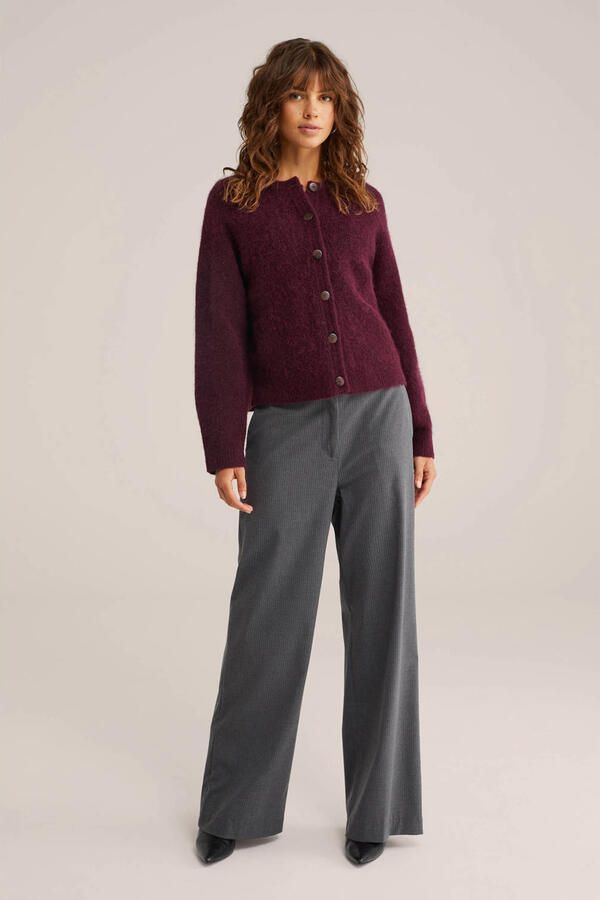 WE Fashion cardigan met wol donkerrood