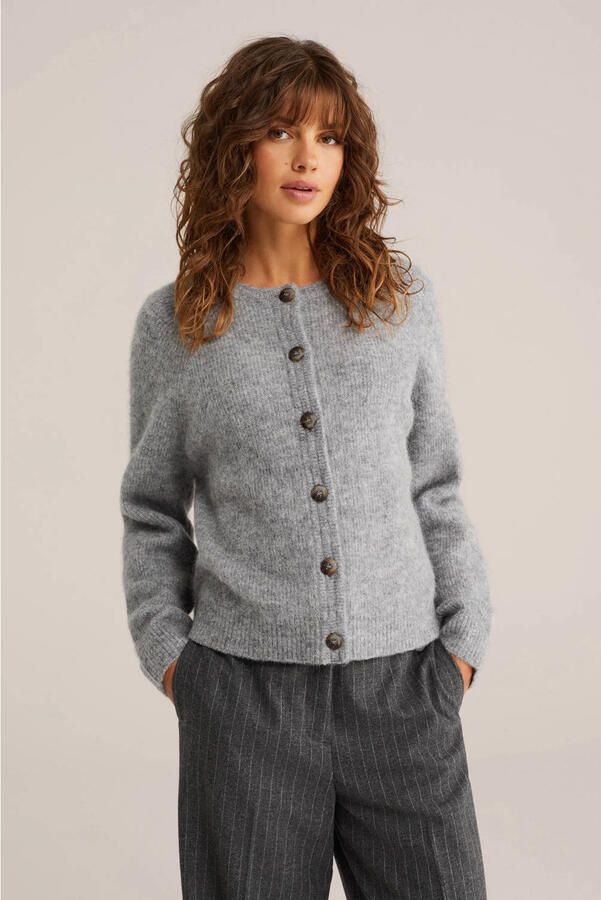 WE Fashion cardigan met wol grijs