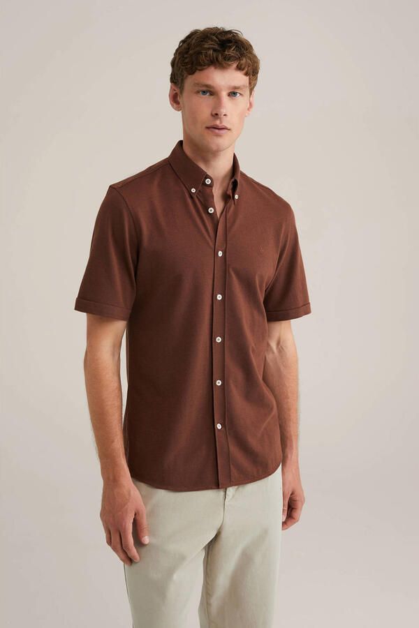 WE Fashion casual overhemd bruin
