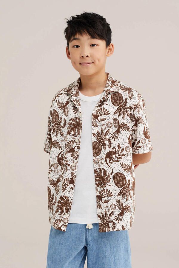 WE Fashion casual overhemd bruin