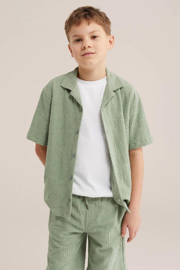 WE Fashion casual overhemd met textuur groen