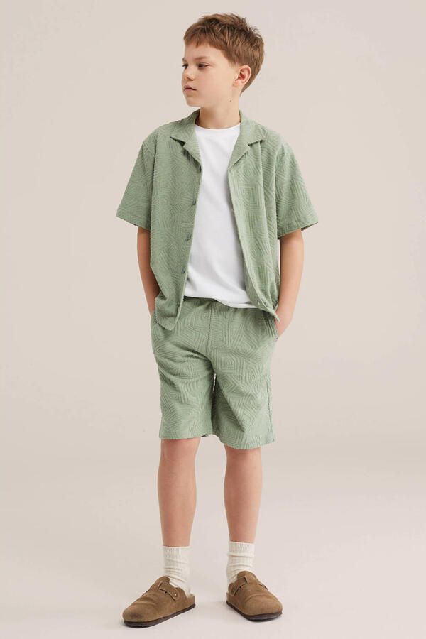 WE Fashion casual overhemd met textuur groen - Foto 3