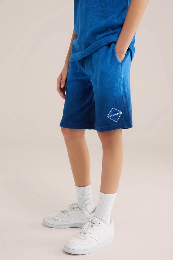 WE Fashion casual short blauw met textuur - Foto 2