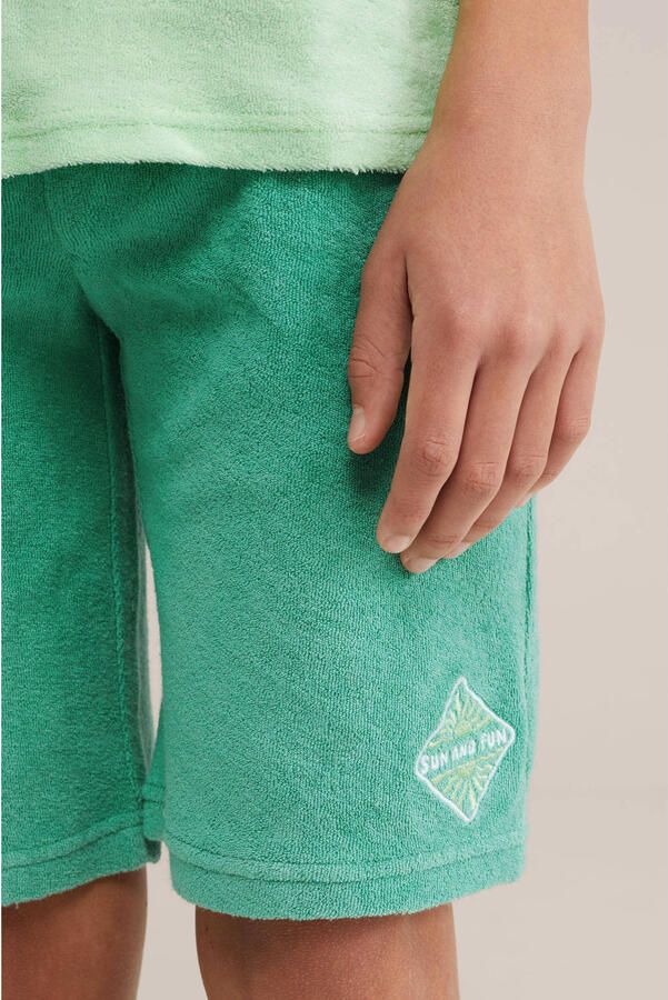 WE Fashion casual short groen met textuur - Foto 2