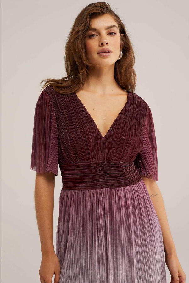 WE Fashion cocktailjurk met glitter donkerrood