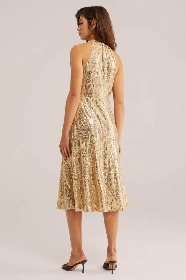 WE Fashion cocktailjurk met pailletten goud - Foto 2