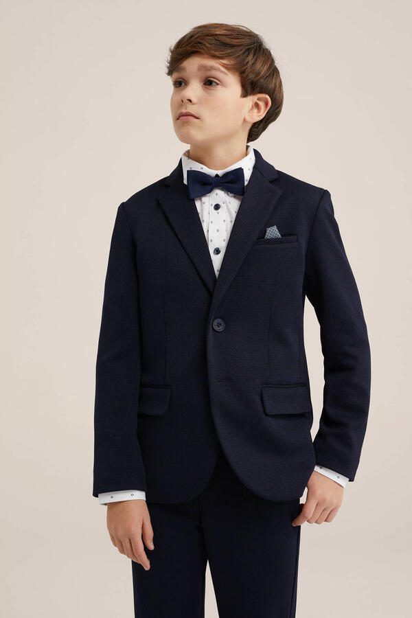 WE Fashion colbert donkerblauw Jongens Polyester Reverskraag Effen 110 116 - Foto 2