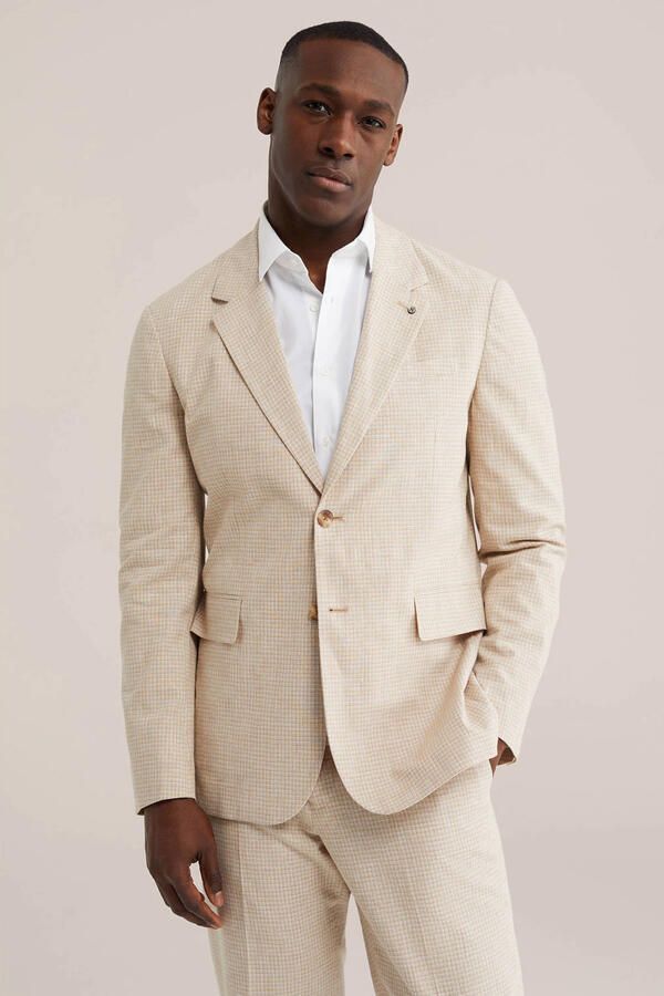 WE Fashion colbert met linnen beige