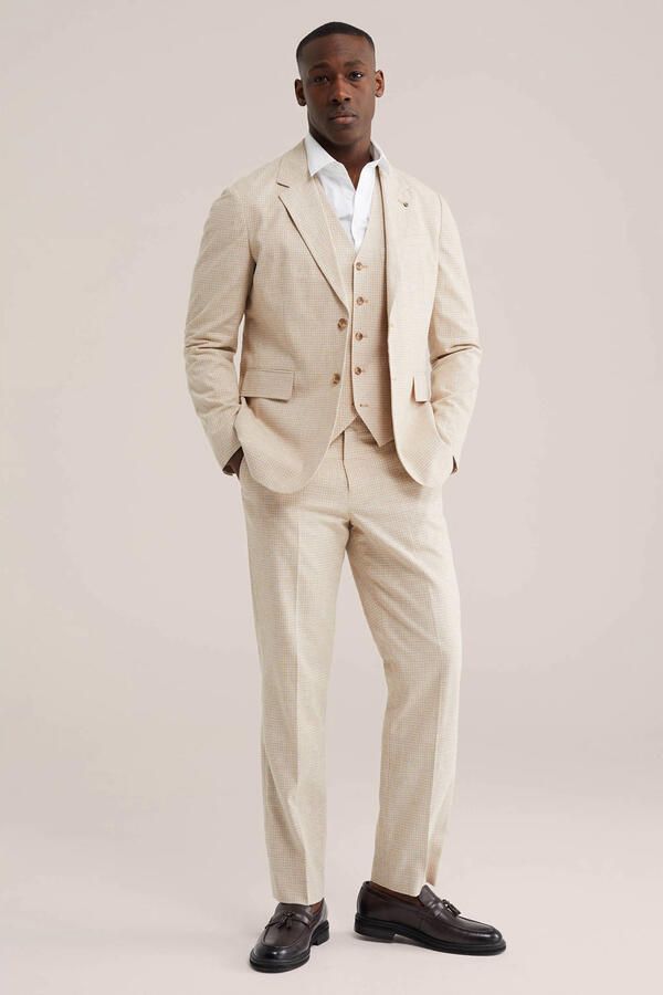 WE Fashion colbert met linnen beige - Foto 3