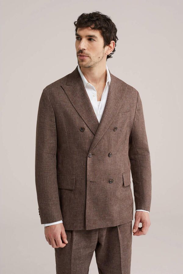 WE Fashion colbert met linnen bruin
