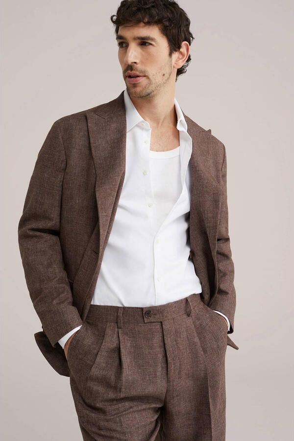WE Fashion colbert met linnen bruin - Foto 2