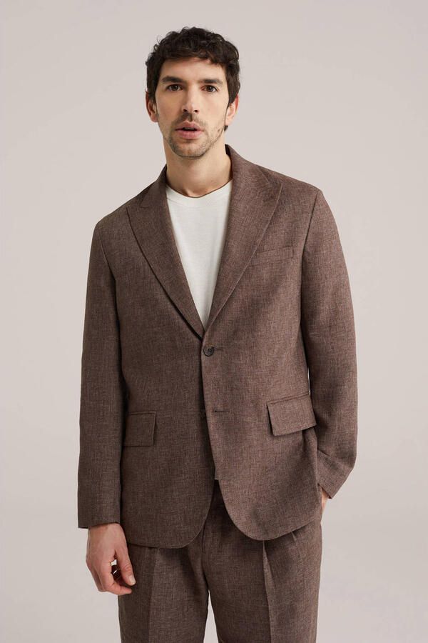 WE Fashion colbert met linnen bruin