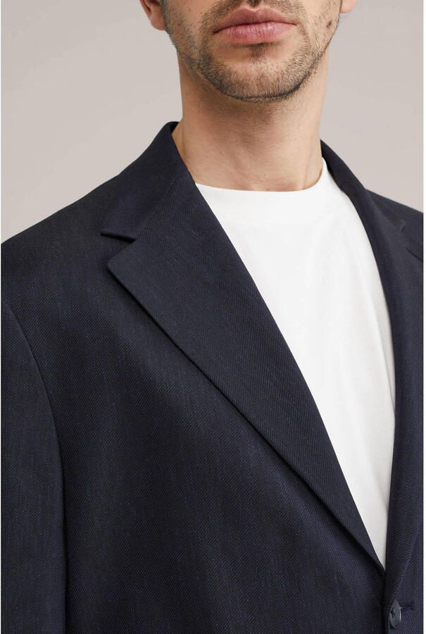 WE Fashion colbert met linnen donkerblauw - Foto 2