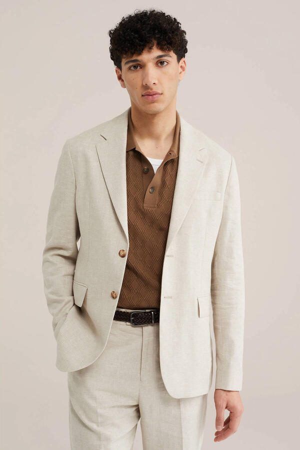 WE Fashion colbert met linnen ecru