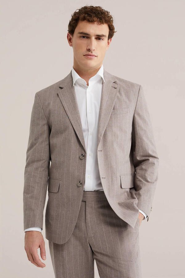 WE Fashion colbert met linnen grijs