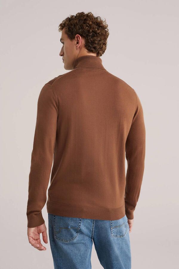 WE Fashion coltrui met wol fijn gebreid bruin - Foto 2