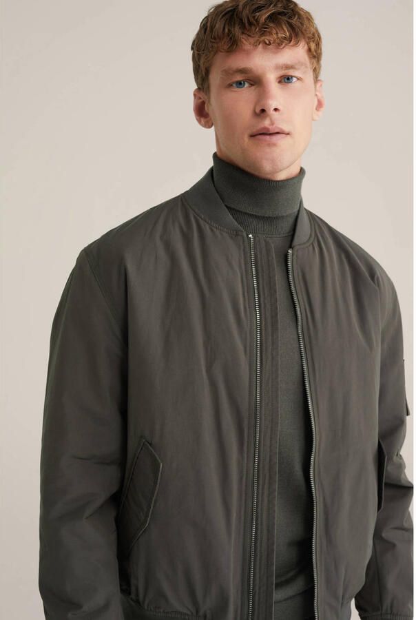 WE Fashion coltrui met wol fijn gebreid donkergroen - Foto 2