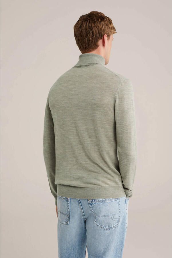 WE Fashion coltrui met wol fijn gebreid groen - Foto 2