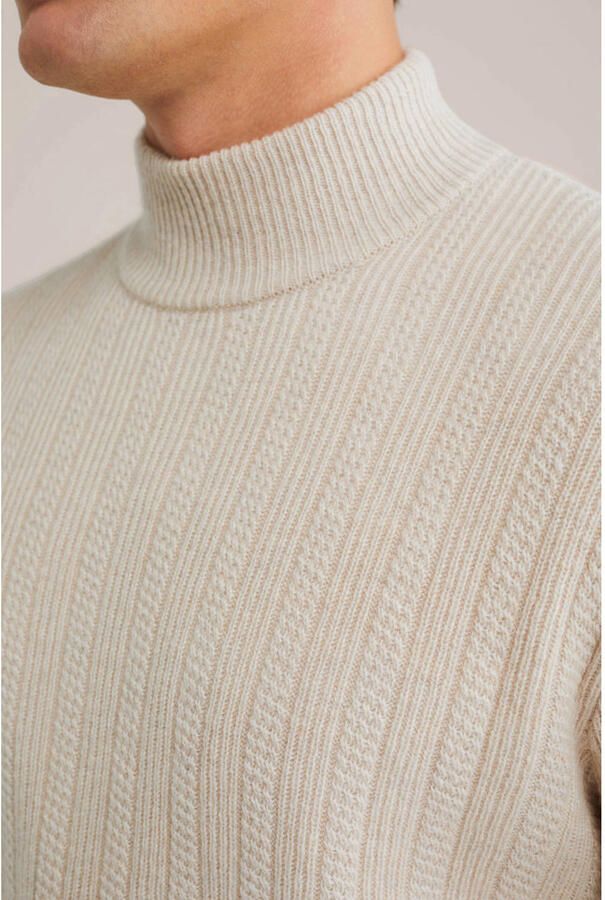 WE Fashion coltrui met wol gebreid beige - Foto 2