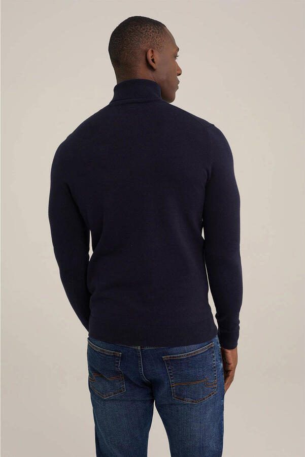 WE Fashion coltrui fijn gebreid donkerblauw - Foto 2