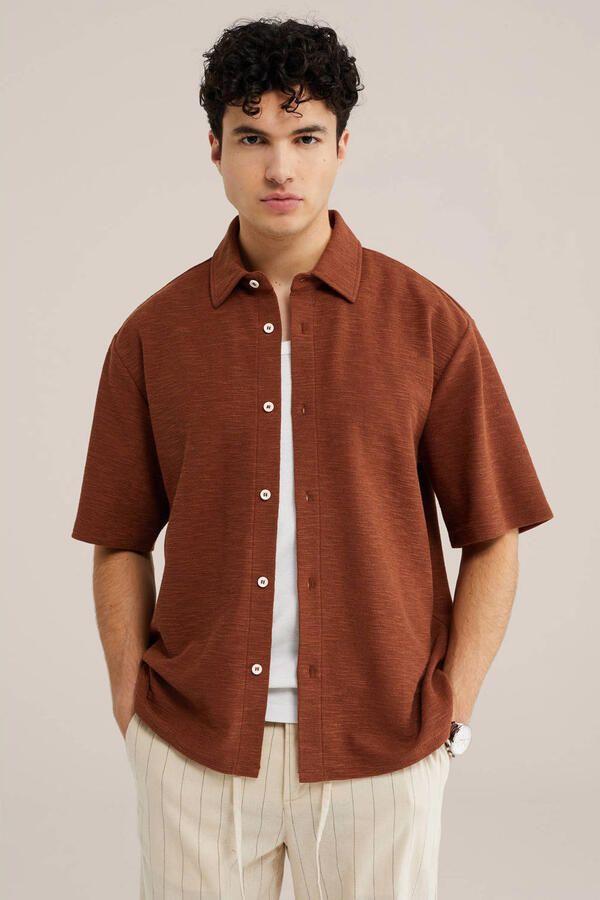 WE Fashion comfort casual overhemd brique