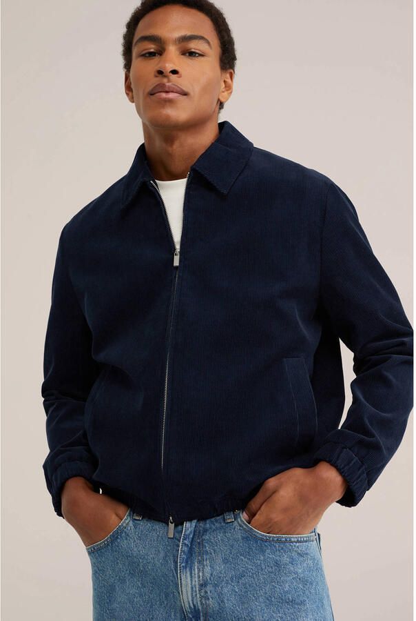 WE Fashion corduroy bomberjack donkerblauw