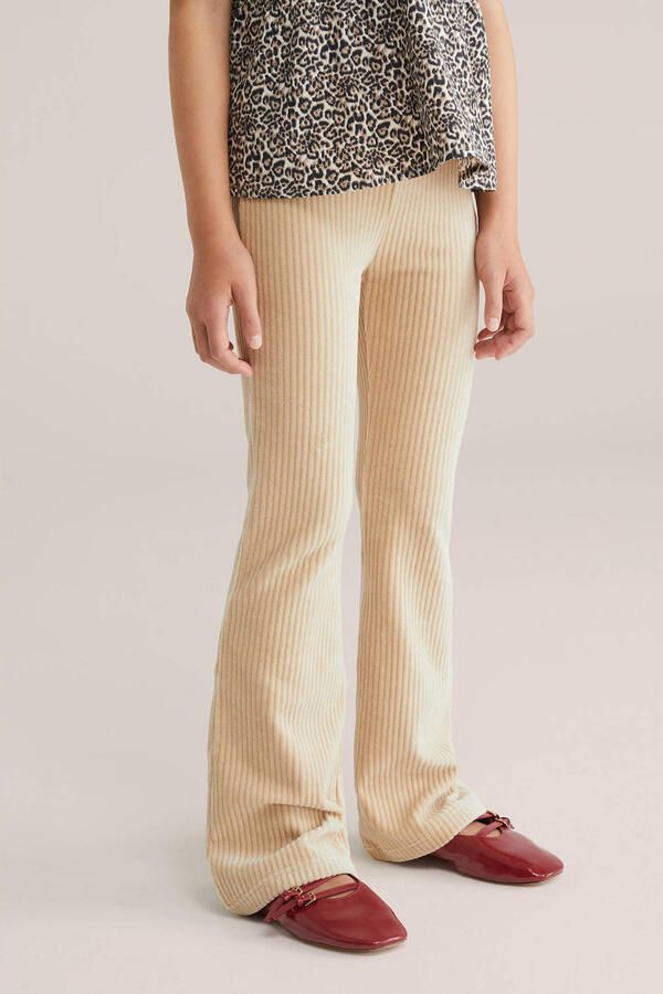WE Fashion fluwelen flared broek zand