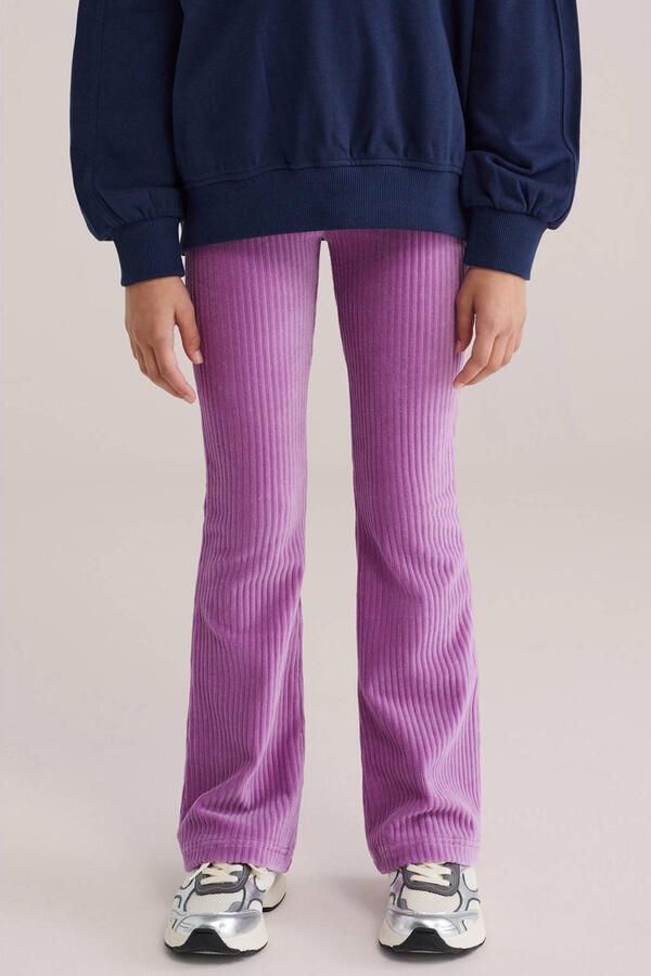 WE Fashion corduroy fluwelen flared broek paars
