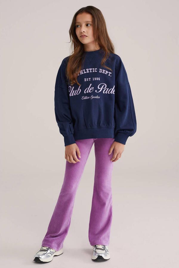 WE Fashion corduroy fluwelen flared broek paars - Foto 3