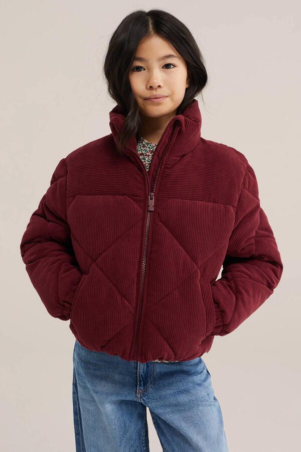 WE Fashion corduroy gewatteerde jas donkerrood