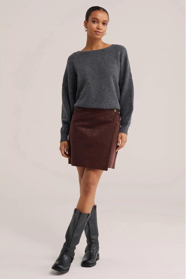 WE Fashion corduroy korte rok bruin