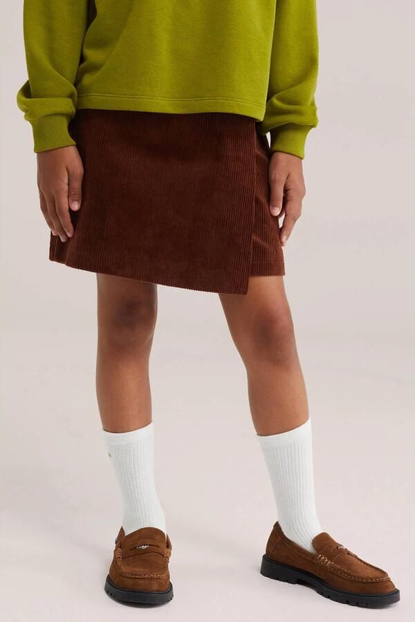 WE Fashion corduroy korte rok cognac