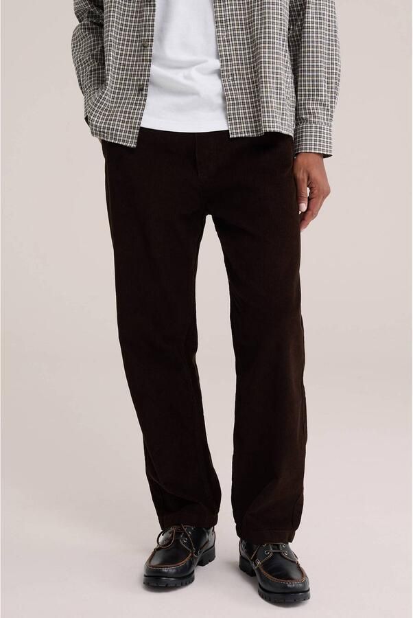 WE Fashion corduroy regular fit casual broek donkerbruin