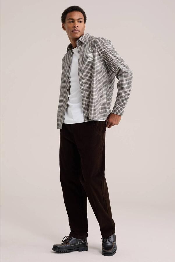 WE Fashion corduroy regular fit casual broek donkerbruin - Foto 2