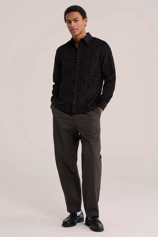 WE Fashion corduroy regular fit overhemd met print zwart - Foto 3