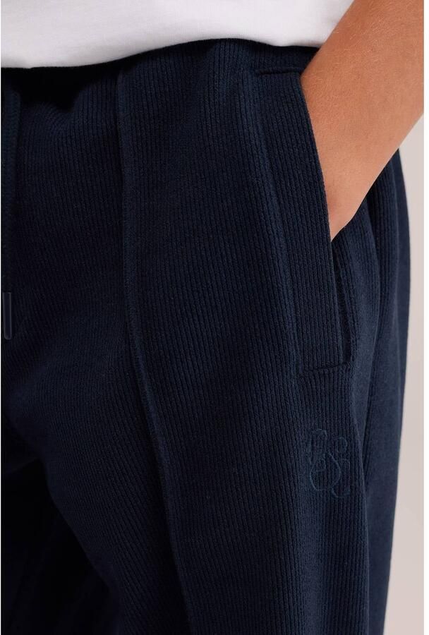 WE Fashion corduroy tapered joggingbroek donkerblauw Jongens Polyester - Foto 1